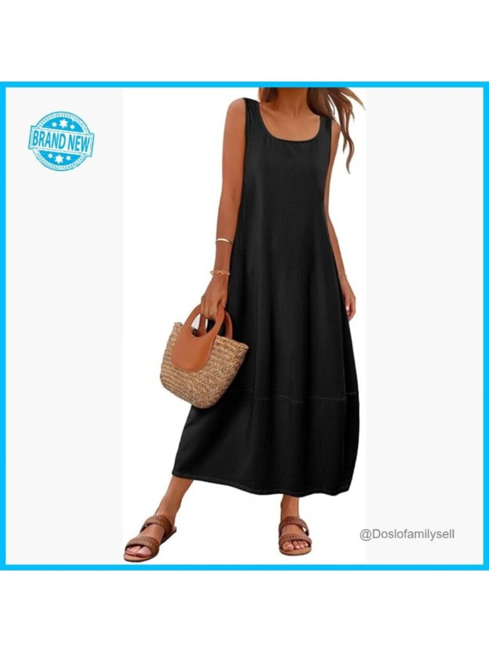 Boho Maxi Sundress Sleeveless Loose Fit Summer Beach Casual Dress